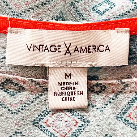 VINTAGE AMERICA Floral Side Tie Peasant Blouse, M - Picture 8 of 9